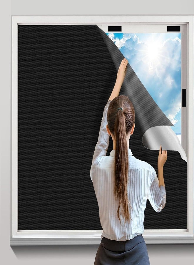 100% Blackout Curtains for Bedroom, 2 Pack 51" x 57" Portable Window Cover Film，DIY Privacy Door Shades, Temporary Black Out Blinds for Nursery, Media and TV Room, Travel, Easy to Install, No-Drill